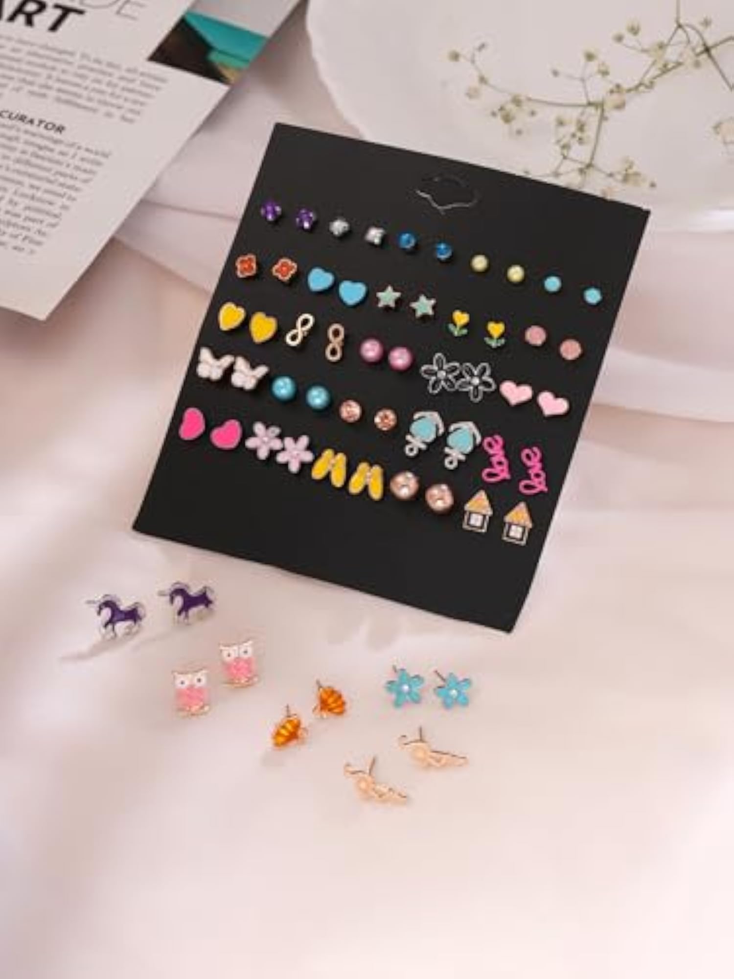 Multicolor Studs Earring Set for Girls, 30 Pairs
